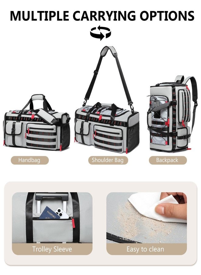 MCBD Gym Bags for Men & Women, 45L Travel Duffle Sports Backpack with Shoes & Laptop Compartment, Large Workout Carry On Bag Weekender Overnight Tote, Grey - Image 3